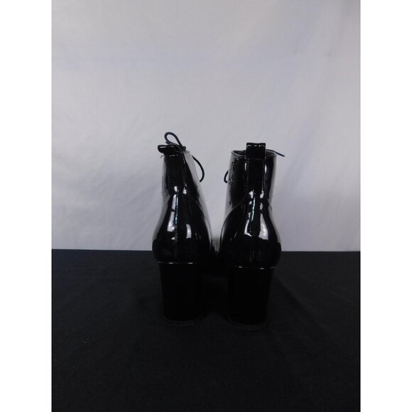 Hot Topic Black Patent Celestial Moon Star Lace-Up Boots 10 - Block Heel NWT - Picture 2 of 6
